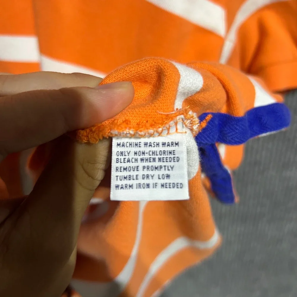 Polo Ralph Lauren Rugby Shirt Mens L Orange White Striped Quilted Short Sleeve